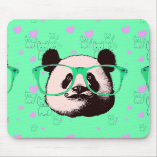 Mousepad Urso de Panda Steampunk em óculos com bigode