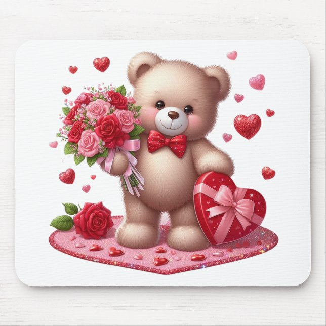 Mousepad Urso de pelúcia Dia de os namorados (Frente)