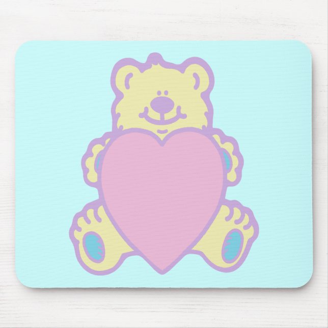 Mousepad Urso de Pelúcia Fofo Coração de Amor (Frente)