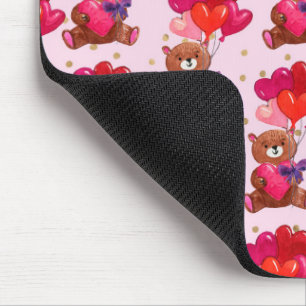 Mousepad Urso De Teddy Com Balões De Coração