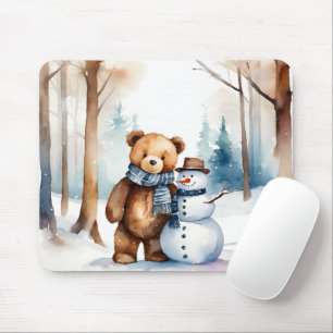 Mousepad Urso De Teddy De Inverno E Neve