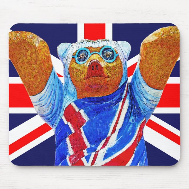 Mousepad Urso de ursinho e bandeira de Union Jack (Reino (Frente)