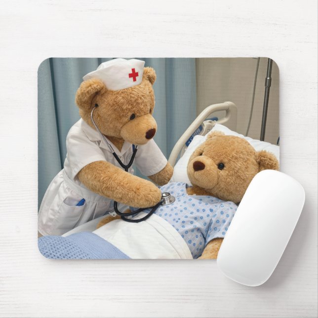 Mousepad Urso Enfermeiro com Estetoscópio  (Com mouse)