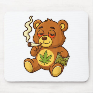 Mousepad Urso Engraçado, Urso Fumante Engraçado Com Folha C