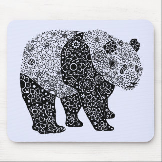 Mousepad Urso Floral de Panda de Artsy Ilustrado