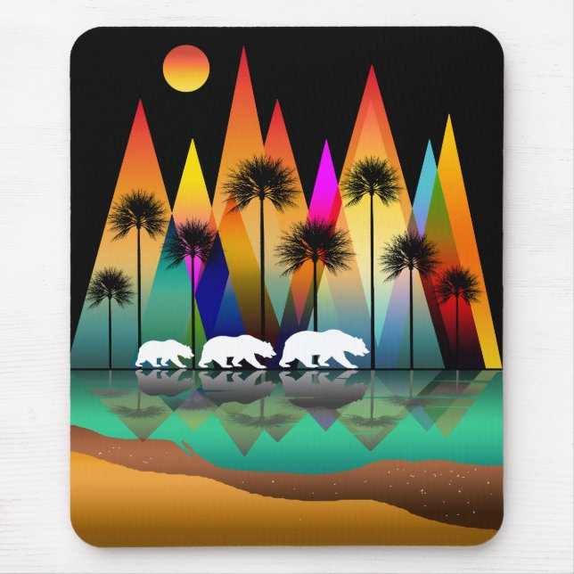 Mousepad Urso Na Floresta Montanhas Modernas (Frente)