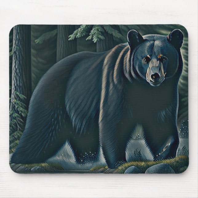 Mousepad Urso Negro Majestoso Da Floresta Norte (Frente)