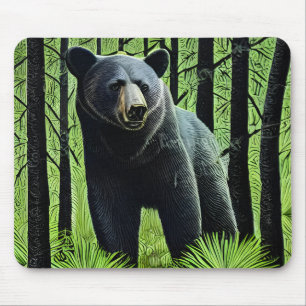 Mousepad Urso Negro Selvagem abstrato Russo