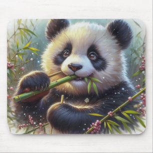 Mousepad Urso Panda Adorável Comendo Bambu