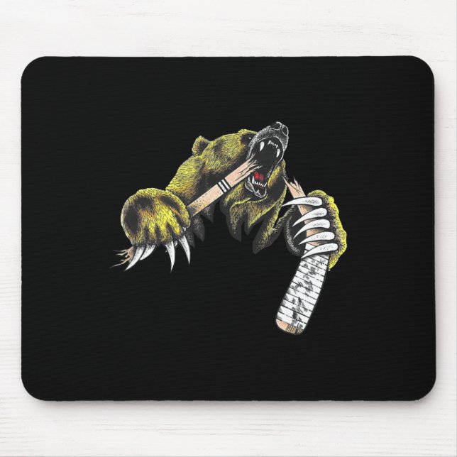 Mousepad Urso Pardo Explodindo Embora Bastão de Hóquei Mord (Frente)