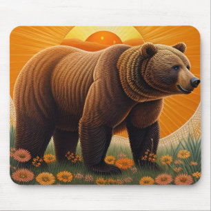 Mousepad Urso Pardo Majestoso em Pé em um Campo