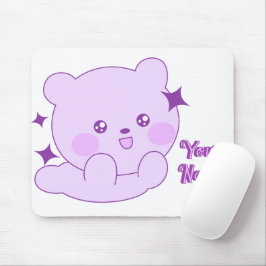 Mousepad Urso Personalizado Roxo Pastel Fofo Kawaii