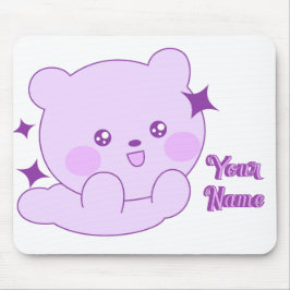 Mousepad Urso Personalizado Roxo Pastel Fofo Kawaii