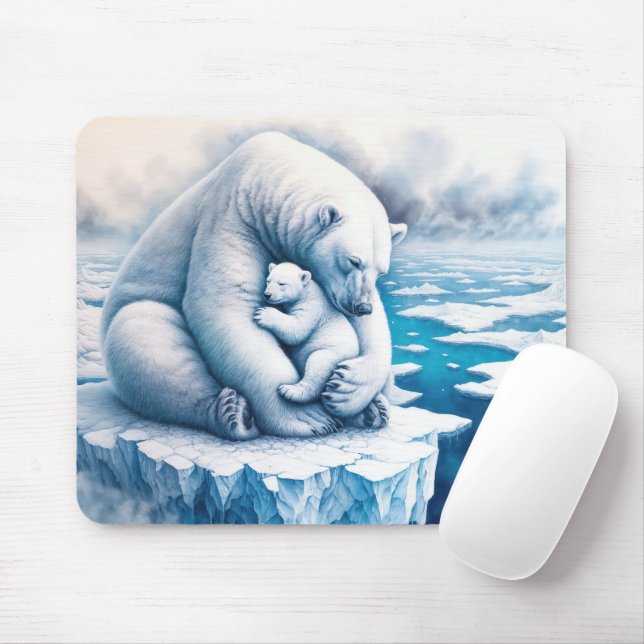Mousepad Urso Polar com o Cubo no Glaciar (Com mouse)