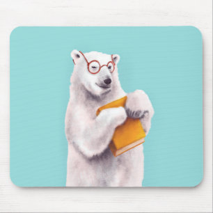 Mousepad Urso Polar com Óculos - Sobrecarga de Livro Geeky