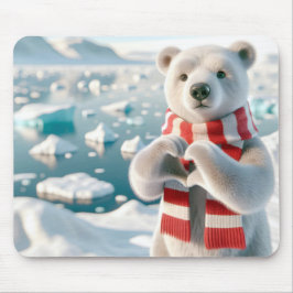 Mousepad Urso Polar com Peças Formando Coração
