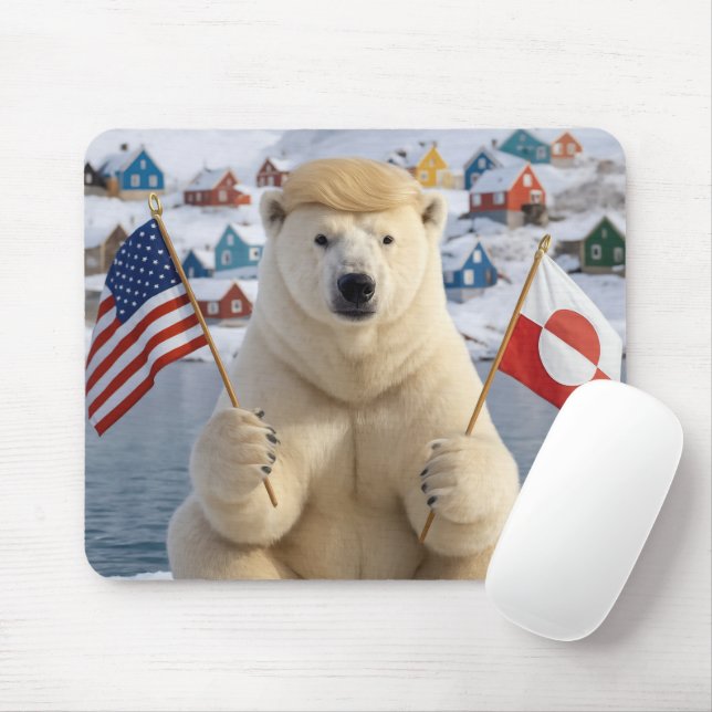 Mousepad Urso Polar da Groenlândia Com Penteado de Trump (Com mouse)