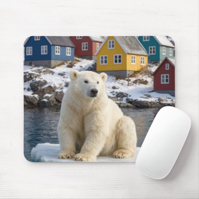 Mousepad Urso Polar da Groenlândia Em Uma Placa de Gelo (Com mouse)