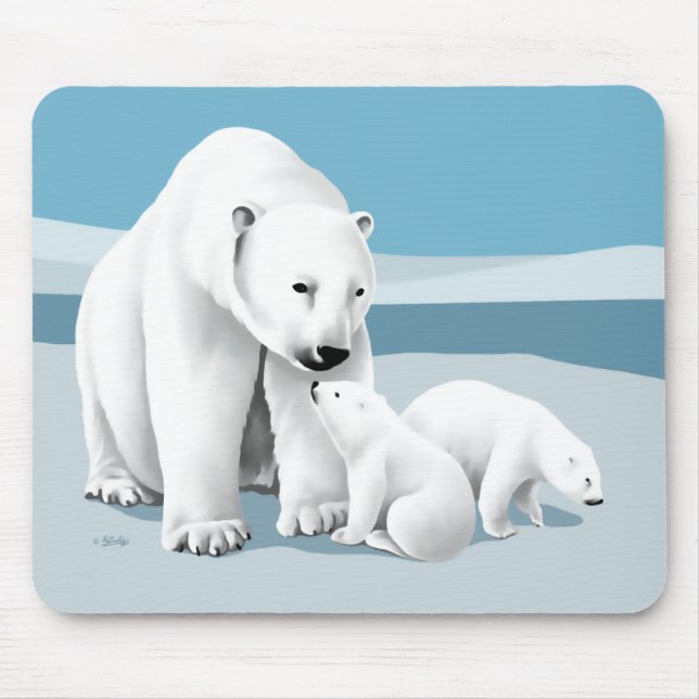 Mousepad Urso Polar e Filhotes (Frente)