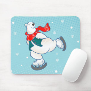 Mousepad Urso polar em skates de gelo
