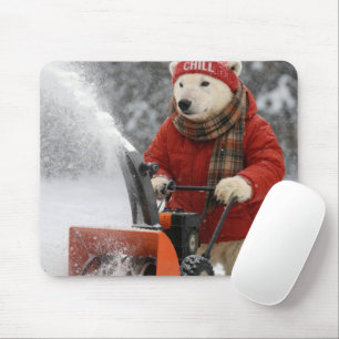 Mousepad Urso Polar Empurrando um Limpa-Neve