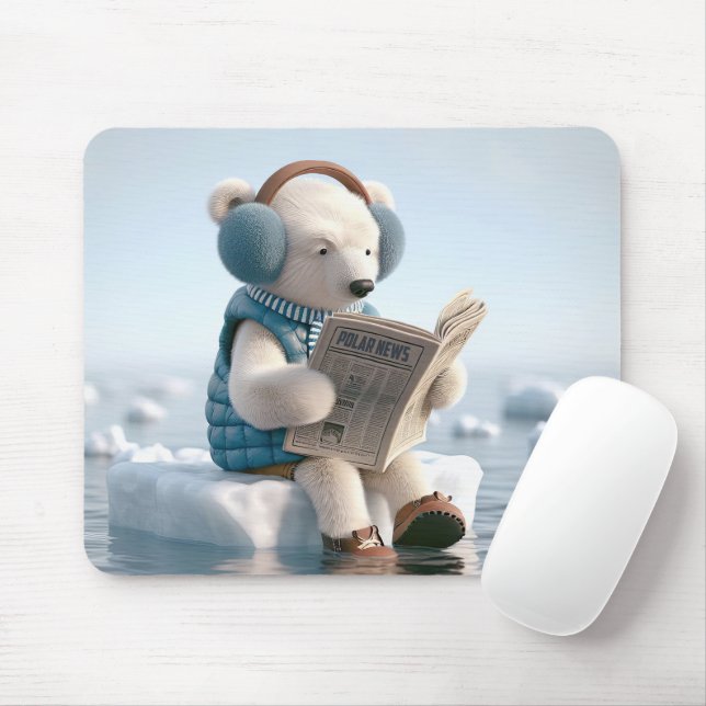 Mousepad Urso Polar Lendo um Jornal (Com mouse)