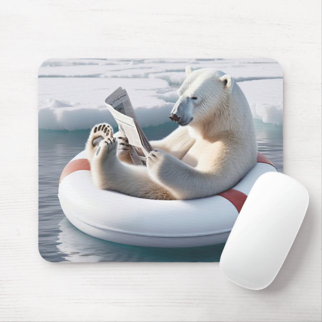 Mousepad Urso Polar Lendo um Jornal (Com mouse)
