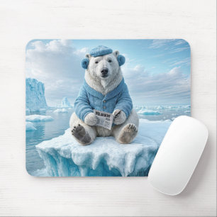 Mousepad Urso Polar Lendo um Jornal