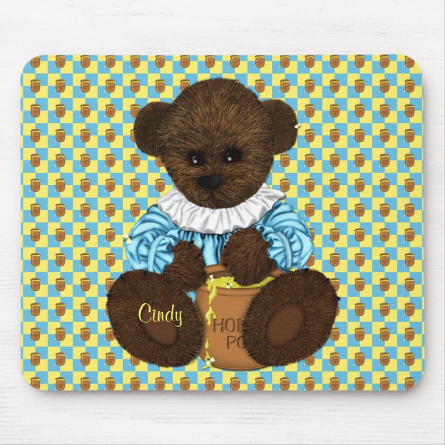 Mousepad Urso Pote (amarelo-azul) (Frente)
