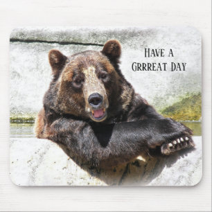 Mousepad urso preto relaxed com citações