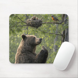Mousepad Urso Resgatando um Bebê Robin