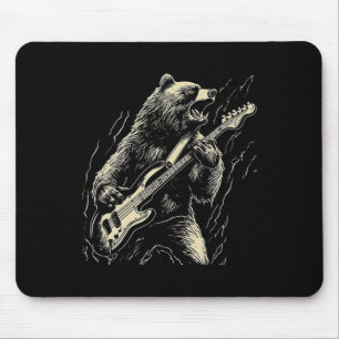 Mousepad Urso Retrorista Jogando Urso-De-Violão Guitarista
