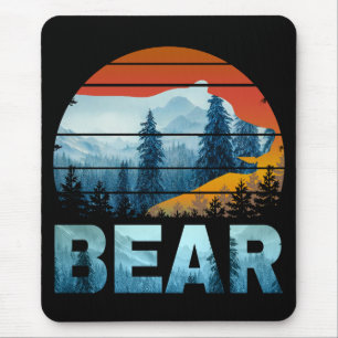 MOUSEPAD URSO VINTAGE NATUREZA SELVAGEM FLORESTA PÔR DO SOL
