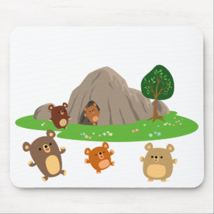 Mousepad Ursos bonitos dos desenhos animados em uma caverna