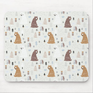 Mousepad Ursos Bonitos no Padrão Florestal