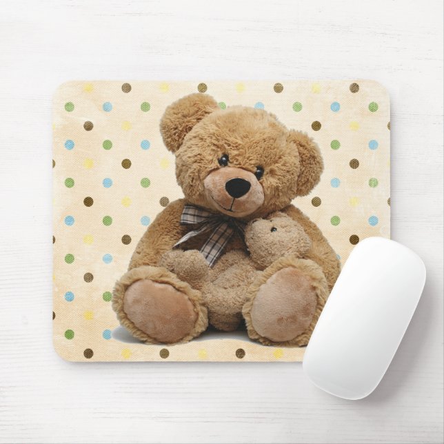 Mousepad Ursos De Teddy Castanho Nas Bolinhas (Com mouse)