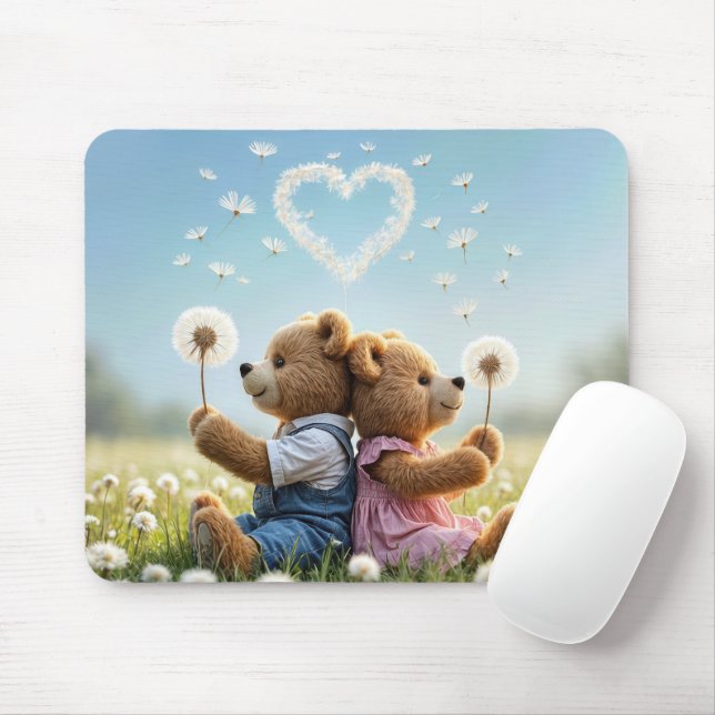 Mousepad Ursos De Teddy Em Dandelions (Com mouse)