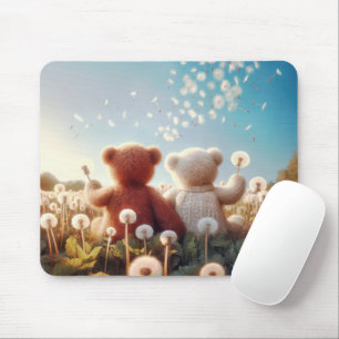 Mousepad Ursos de Teddy num Campo de Dandelion
