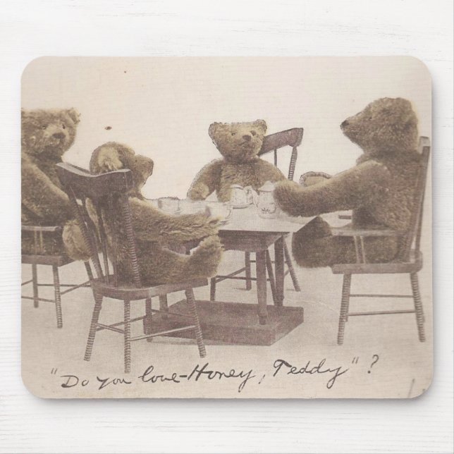 Mousepad Ursos De Teddy Vintage, Você Ama Mel? (Frente)