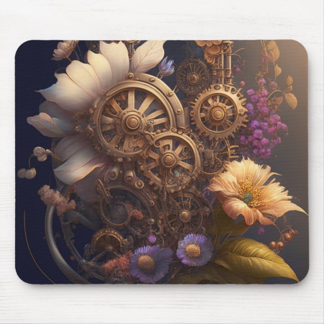 Mousepad Ursos e Flores Roxas e Brancas (Frente)