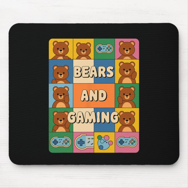 Mousepad Ursos Retro E Jogos Urso Engraçado Amante De Video (Frente)