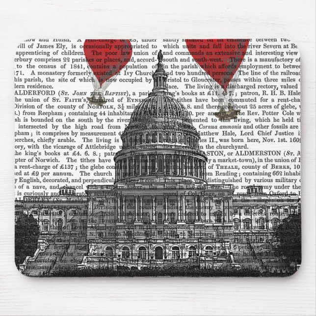 Mousepad US Capitólio Building and Red Hot Air Balloons (Frente)