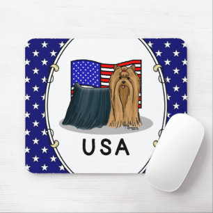 Mousepad USA American Flag Yorkshire Terrier (Yorkie) Dog