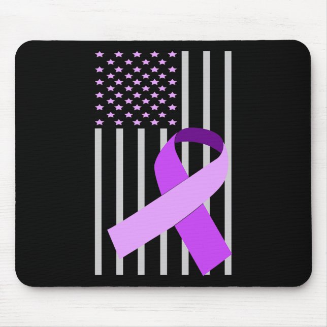 Mousepad USA Flag Alzheimer Ribbon Alzheimer Disease Awaren (Frente)