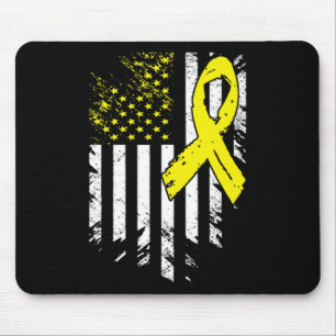 Mousepad USA Flag Chilhood Cancer Awarness Family Support (