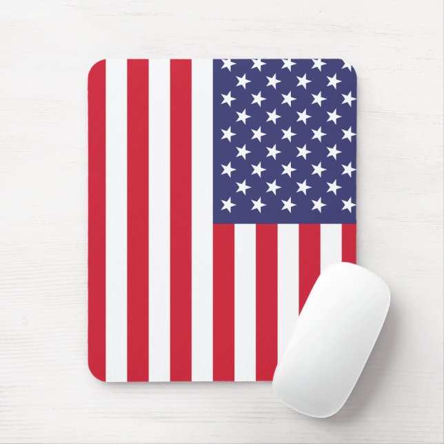 Mousepad USA Flag Patriotic American Red White Blue (Com mouse)