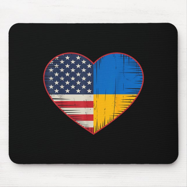 Mousepad Usa Ukraine Heart - Dual Citizenship  (Frente)