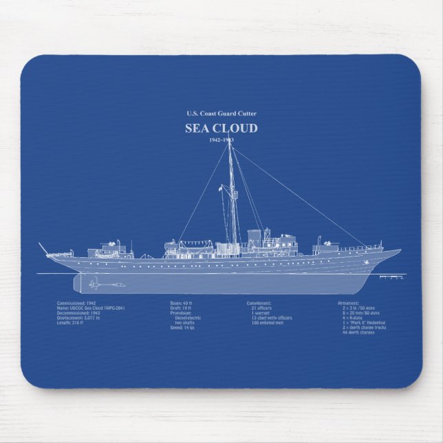 Mousepad USCG Cutter Sea Cloud wpg-284 - ABD (Frente)