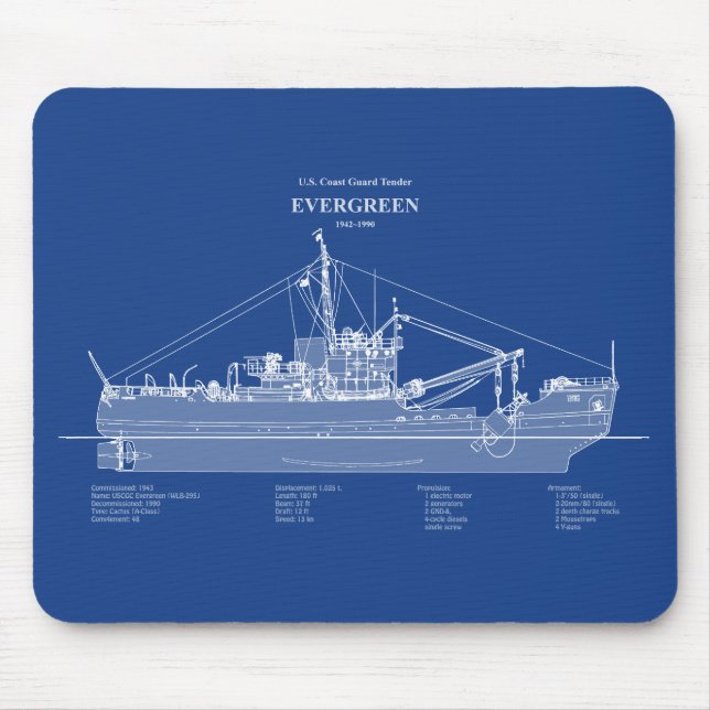 Mousepad USCGT Evergreen wlb-295 - ABD (Frente)