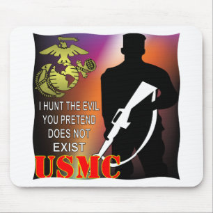 Mousepad USMC eu caço o mau que você Pretend não existe